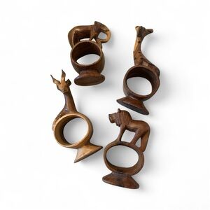 Wooden Handcrafted African safari napkin holders - set of 4